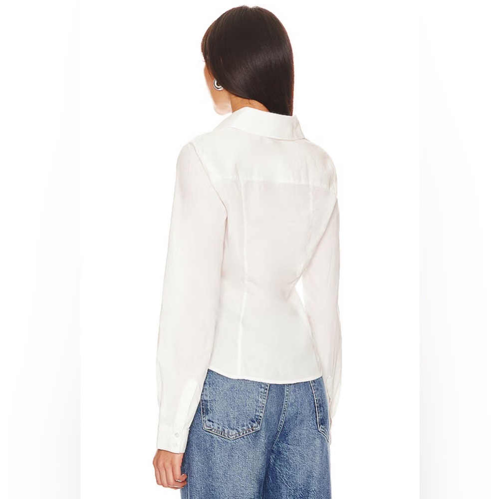 PAIGE Women’s Alera Pleated Button Down Shirt in White (Size L) - Picture 4 of 11